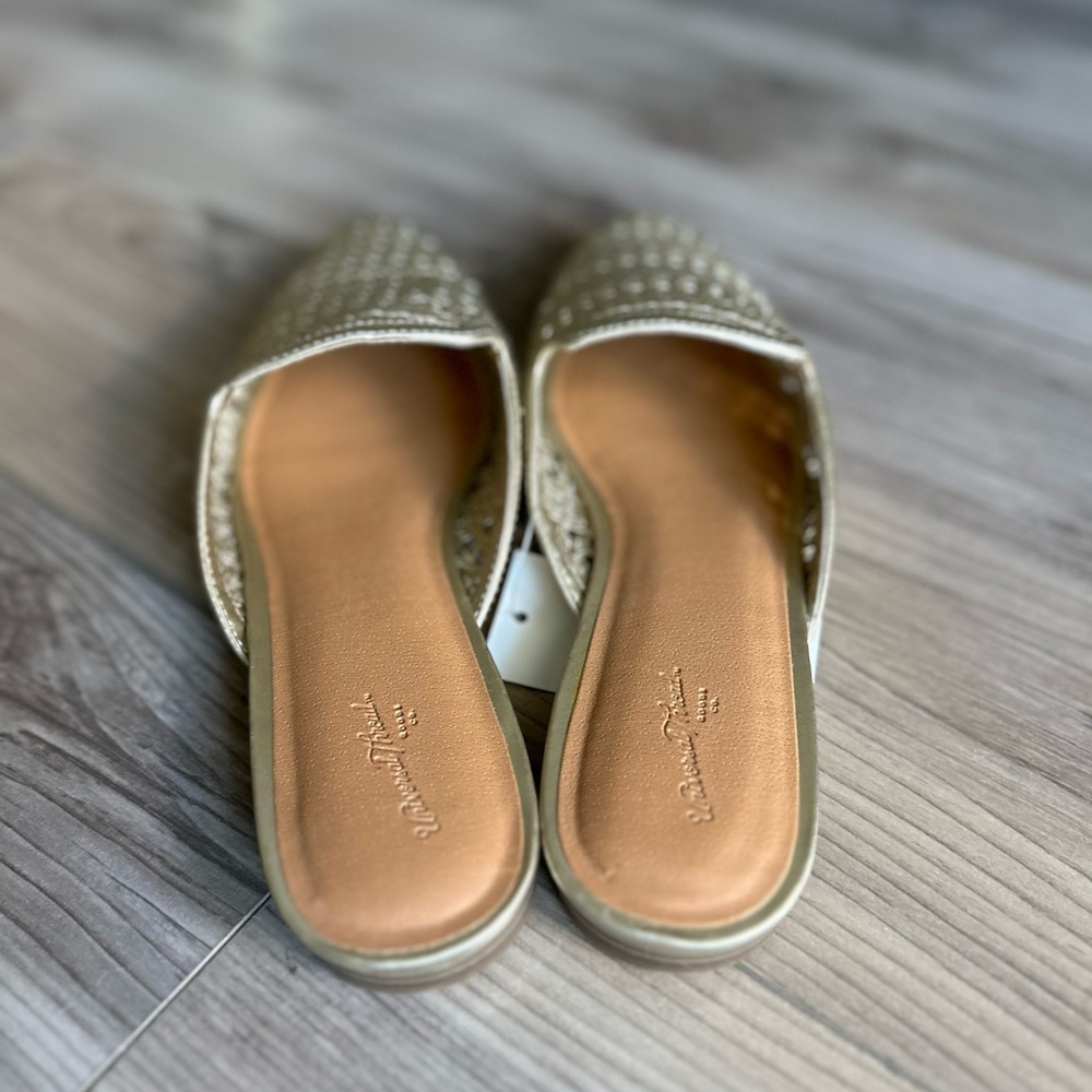Universal Thread Gold Woven Slides NWT SZ 7.5 - Picture 5 of 8